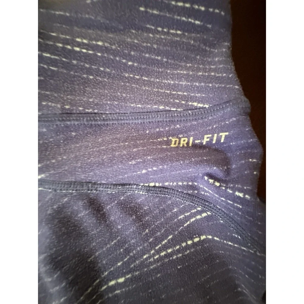 Nike Cropped Dri-Fit Running‎ Blue & White Leggings Pants Women's Sz S Swoosh